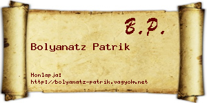 Bolyanatz Patrik névjegykártya